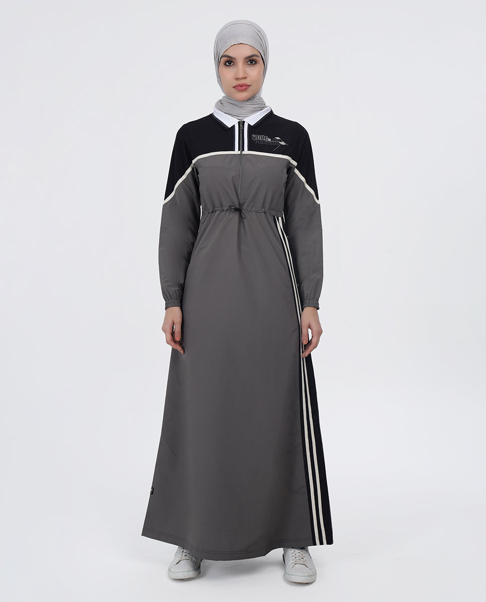 Toggle & String Grey Tone Jilbab - Image 2
