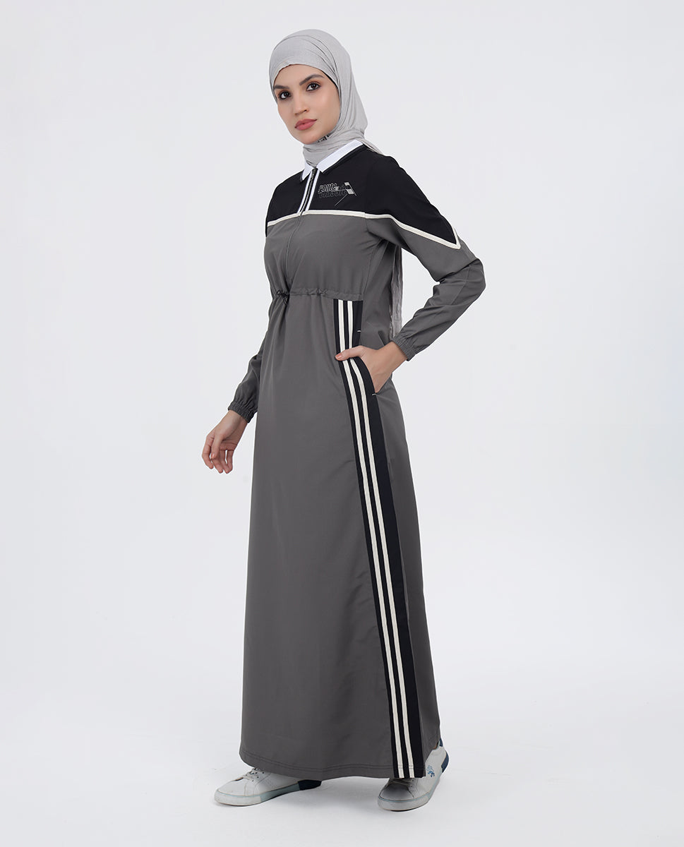 Toggle & String Grey Tone Jilbab - Image 3