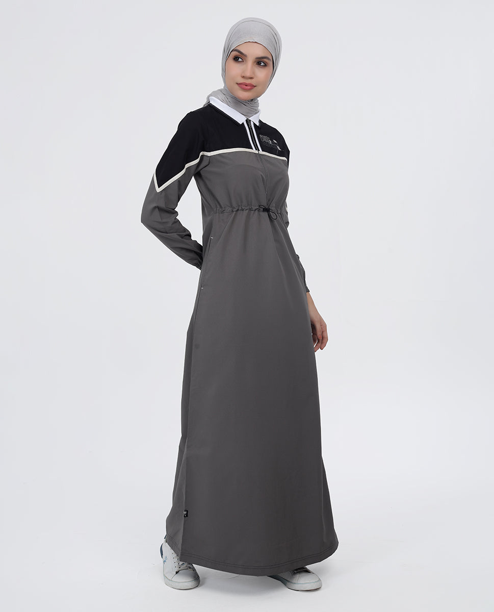 Toggle & String Grey Tone Jilbab - Image 4
