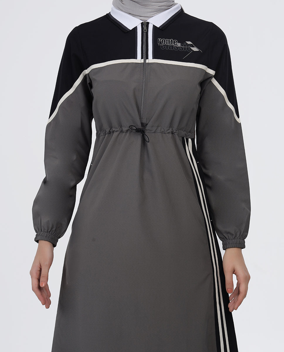 Toggle & String Grey Tone Jilbab - Image 5