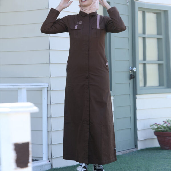 Mocha Essence Flap Pockets Jilbab, urban abaya, jilbab, modest wear, Islamic dress, long dress
