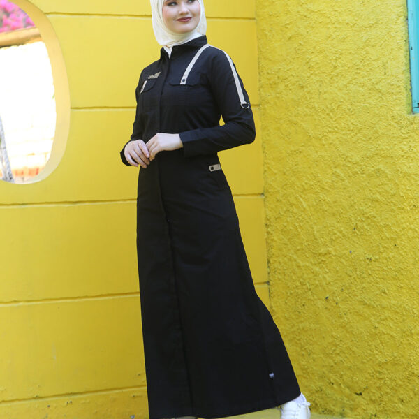 Black Essence Flap Pockets Jilbab, urban abaya, jilbab, modest wear, Islamic dress, long dress