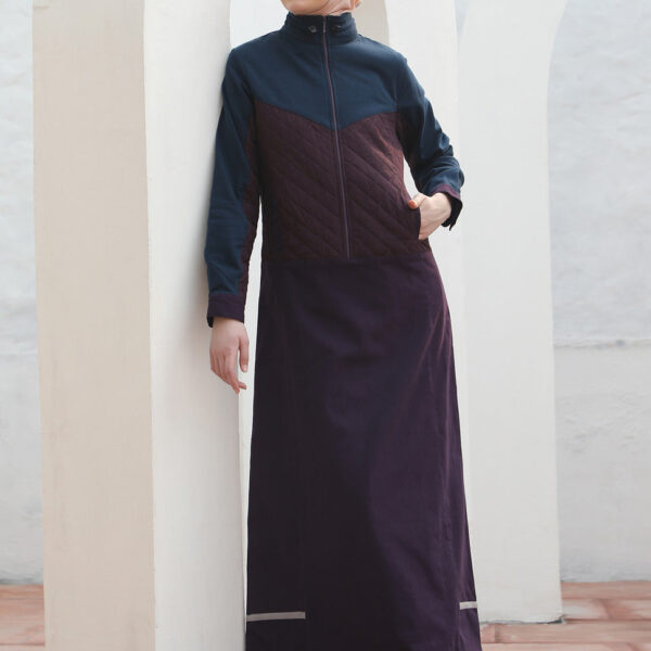 Mystic Plum High Neck Collared Winter Jilbab, urban abaya, jilbab, modest wear, Islamic dress, long dress