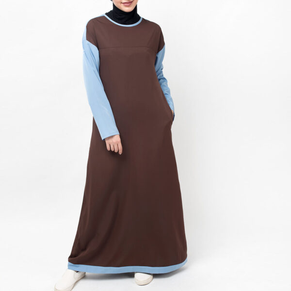 Brown & Blue Drop Shoulder Jilbab