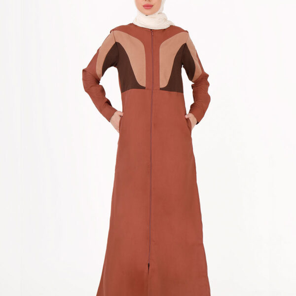 Baked Brick Full Front Open Jilbab