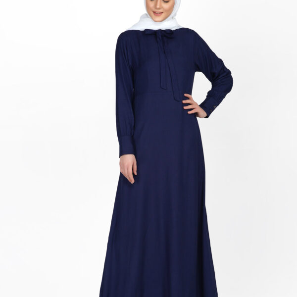 Navy Neck Tie Up Abaya