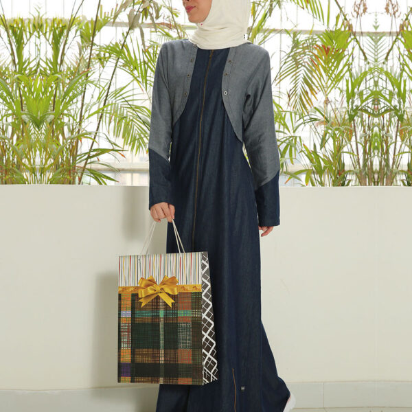 Smart Look  Mock Jacket Denim Jilbab, urban abaya, jilbab, modest wear, Islamic dress, long dress