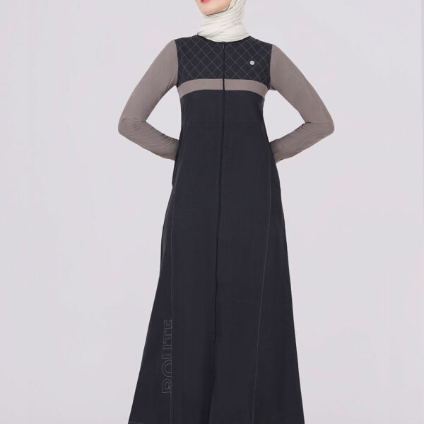Midnight Black And Grey Contrast Jilbab