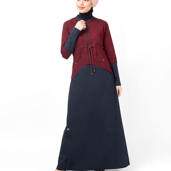 Maroon Curved Hem Jilbab, urban abaya, jilbab, modest wear, Islamic dress, long dress