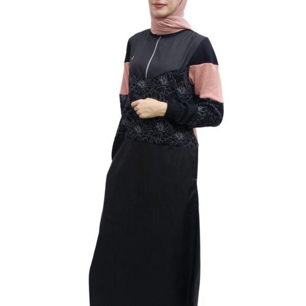 Black Floral Print Jilbab