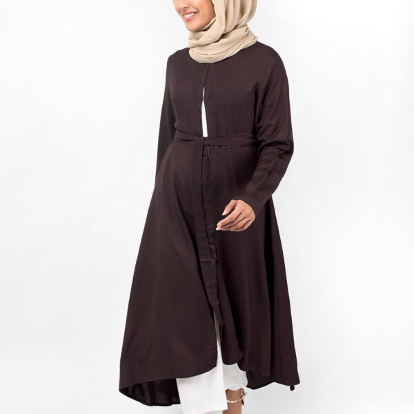 Raisin Brown Hi-Low Embroidery Midi