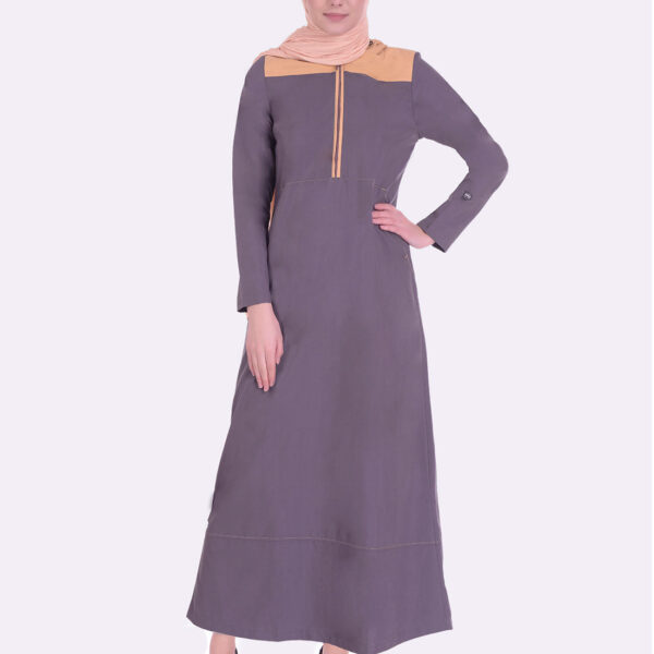 Grey & Nude Kangaroo Pockets Jilbab