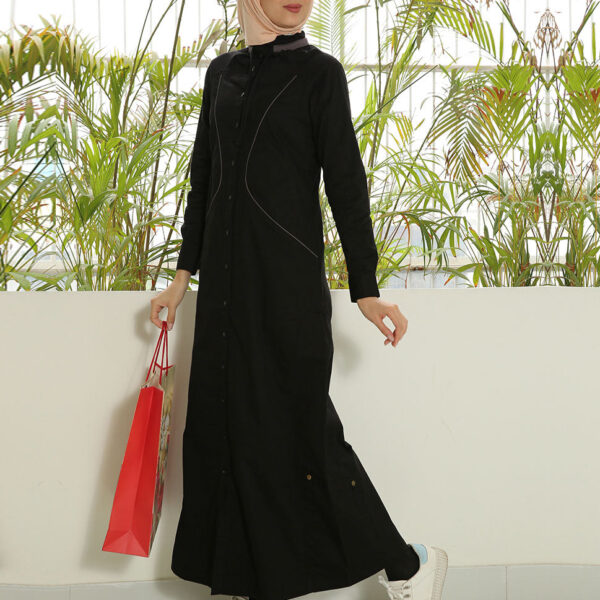 Moonless Night Full Front Open Jilbab, urban abaya, jilbab, modest wear, Islamic dress, long dress