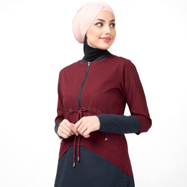 Maroon Curved Hem Jilbab, urban abaya, jilbab, modest wear, Islamic dress, long dress