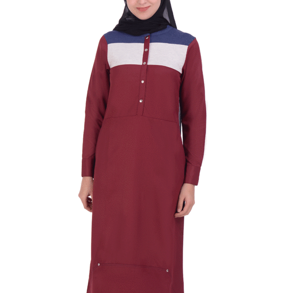 Red Casual Colour Block Jilbab