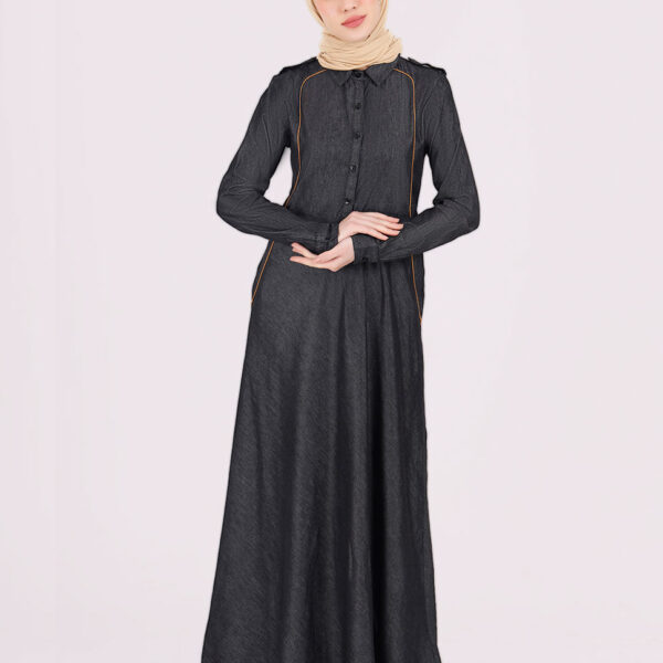 Slate Grey Pure Tencil Denim Jilbab, urban abaya, jilbab, modest wear, Islamic dress, long dress
