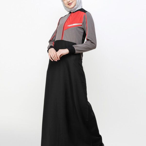 Black And Grey Kangaroo Pocket Jilbab