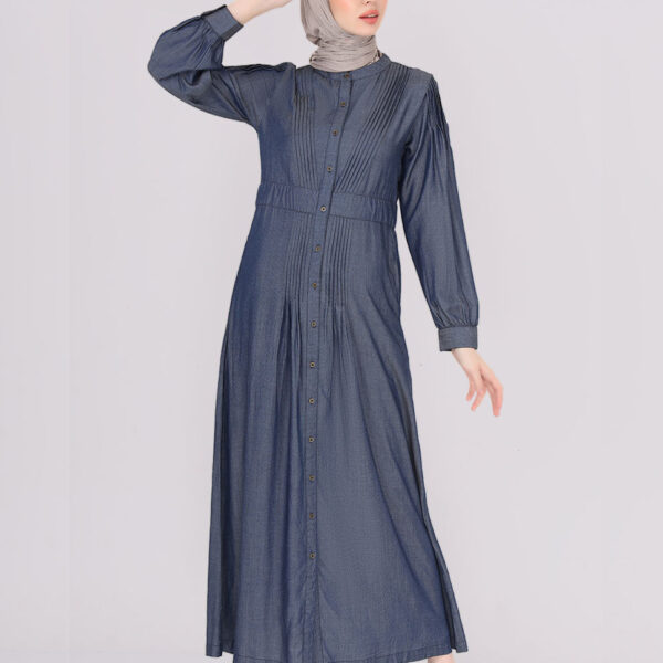 Iceburg Blue Pure Tencel Denim Pintuck Jilbab, urban abaya, jilbab, modest wear, Islamic dress, long dress