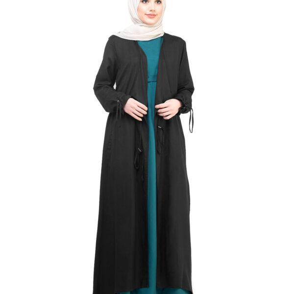 Black Full Length Waterfall Outerwear