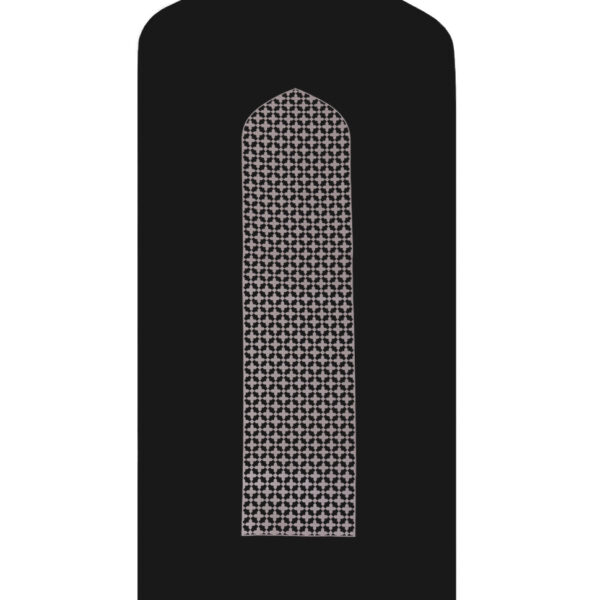 Black Mashrabiya arch-shaped prayer mat rug