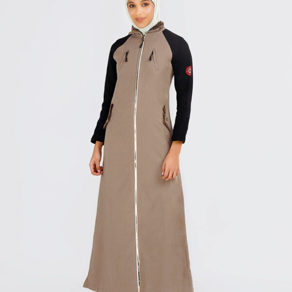 Crisp Walnut Full Front Open Winter Jilbab
