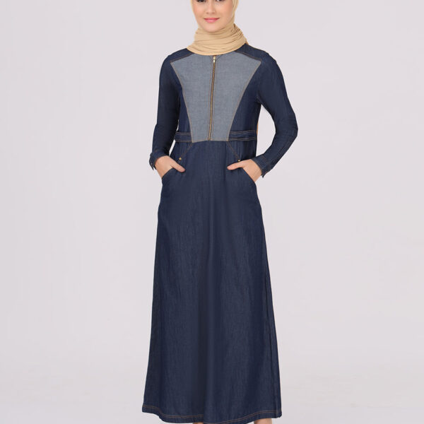 Midnight Blue Fine Denim Jilbab, urban abaya, jilbab, modest wear, Islamic dress, long dress