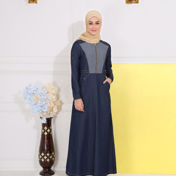 Midnight Blue Fine Denim Jilbab, urban abaya, jilbab, modest wear, Islamic dress, long dress