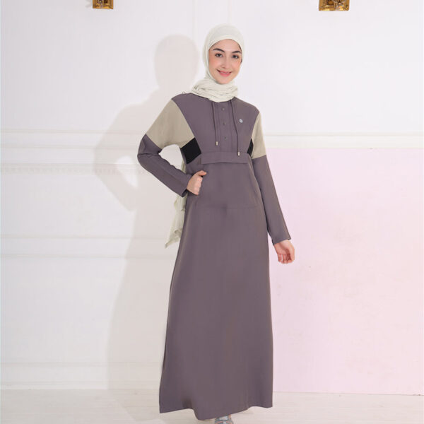 Fossil Grey Kangaroo Pocket Jilbab