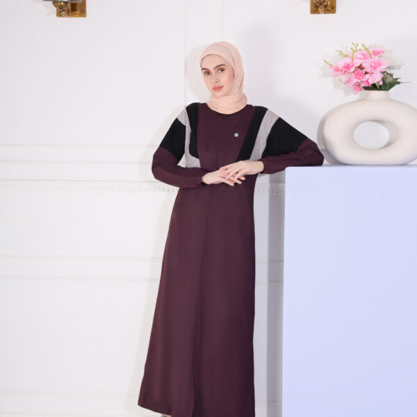 Plush Plum Full Front Open Abaya
