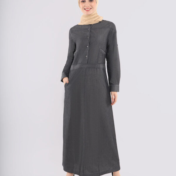 Charcoal Black Denim Jilbab, urban abaya, jilbab, modest wear, Islamic dress, long dress