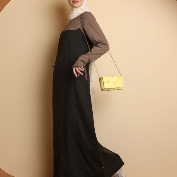 Front view of fresh olive full front opening jilbab – modest abaya design