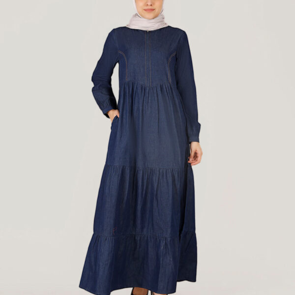 ComfortMax Fine Denim Maxi Dress - Blue, urban abaya, jilbab, modest wear, Islamic dress, long dress
