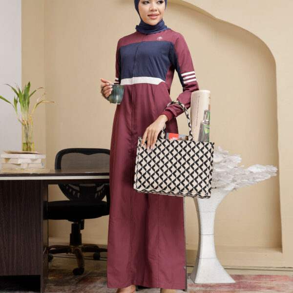 Antique Ruby Striped Sleeves Jilbab