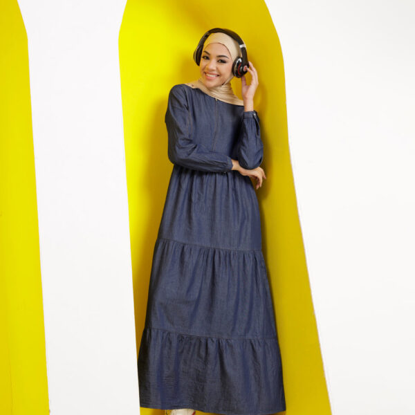 ComfortMax Fine Denim Maxi Dress - Blue, urban abaya, jilbab, modest wear, Islamic dress, long dress