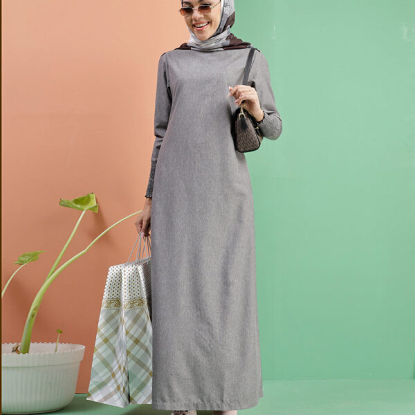 Grey Melange Round Neck Jilbab