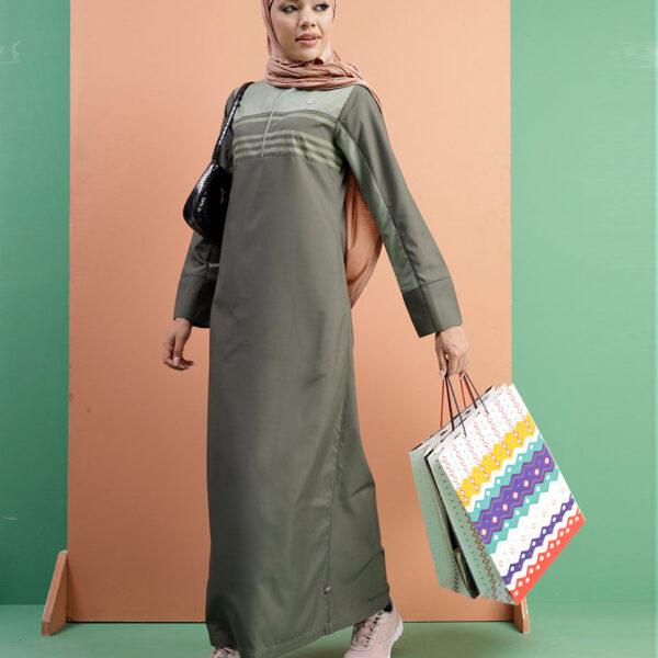 Military Green Band Collar Jilbab