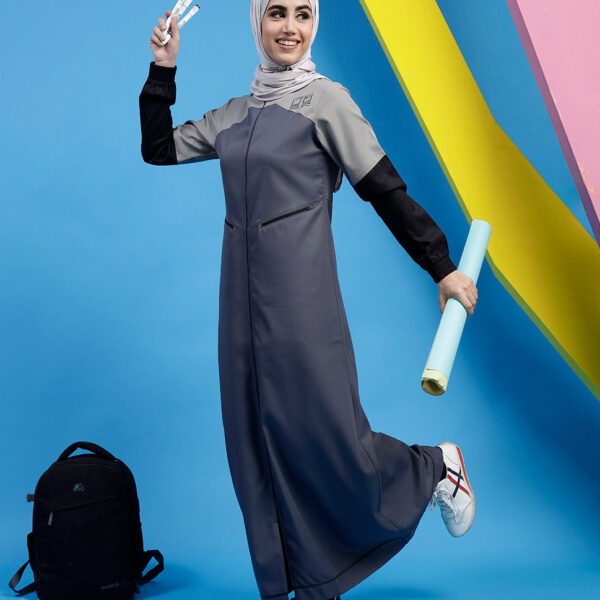 Steel Grey Smart Fashionista Jilbab, urban abaya, jilbab, modest wear, Islamic dress, long dress