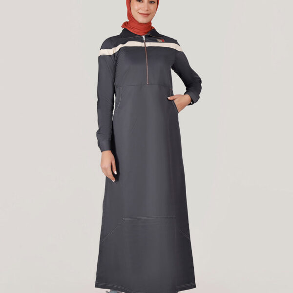 Dark Smoke Round Collar Jilbab