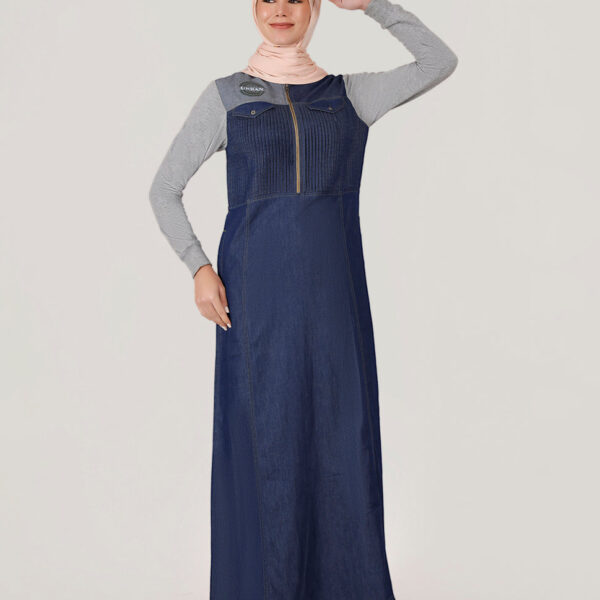 Fine Denim Shirt Collar Jilbab, urban abaya, jilbab, modest wear, Islamic dress, long dress