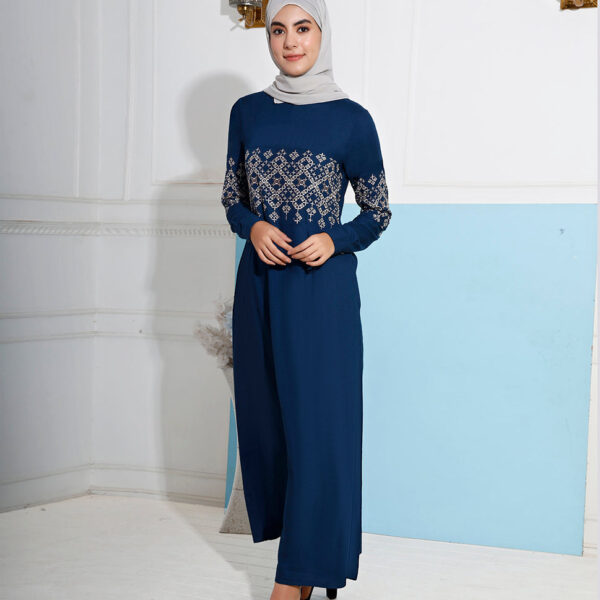 Front view of empress teal embroidered abaya – modest abaya design