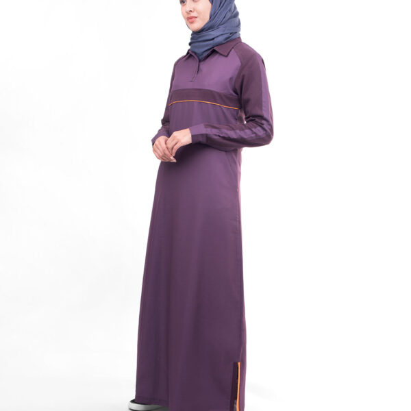 PIQUE CONTRAST STRIPER JILBAB WITH COLLAR