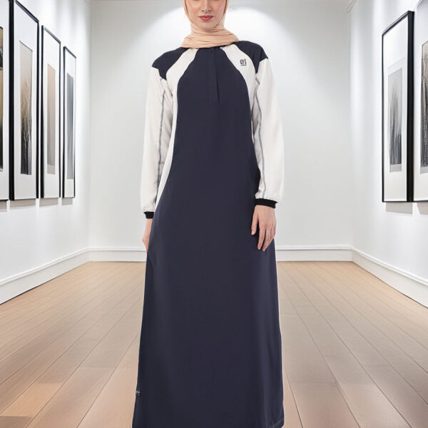 Midnight Blue Contrast Panel Jilbab