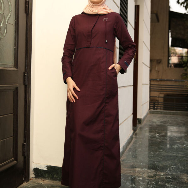 Plush plum Detachable Hood Jilbab, urban abaya, jilbab, modest wear, Islamic dress, long dress