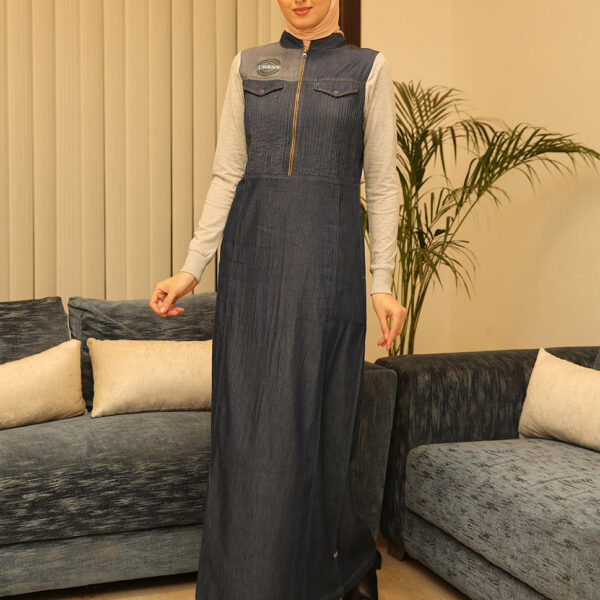 Fine Denim Shirt Collar Jilbab, urban abaya, jilbab, modest wear, Islamic dress, long dress