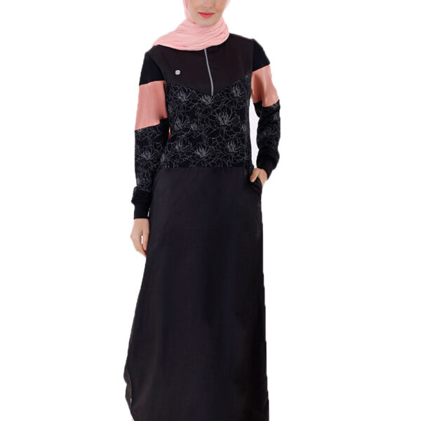 Black Floral Print Jilbab